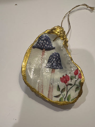 Blue mushrooms oysters ornament