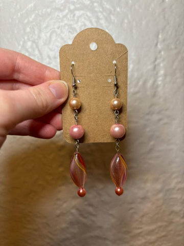 Pink Glass Earrings