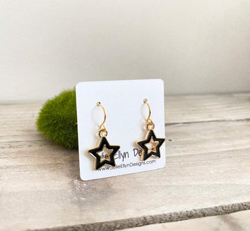 Enamel Star Earrings - Black