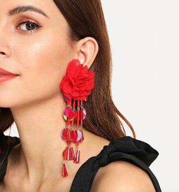 Rose Bead Dangle Earrings