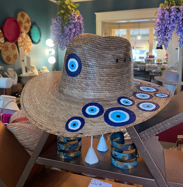 Evil Eye Hand Painted Straw Hat