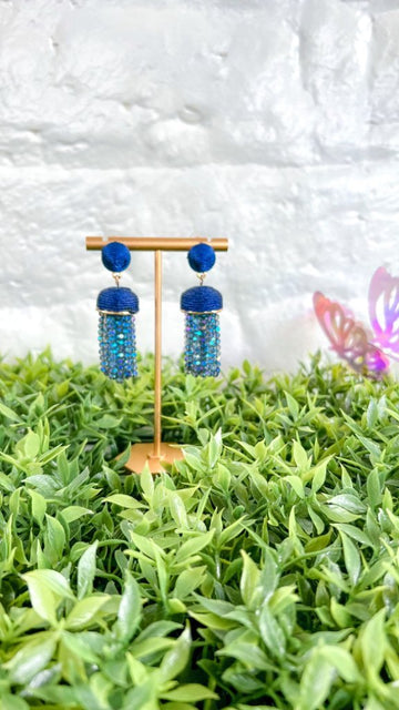 Glimmer Beaded Tassel Drop Earrings