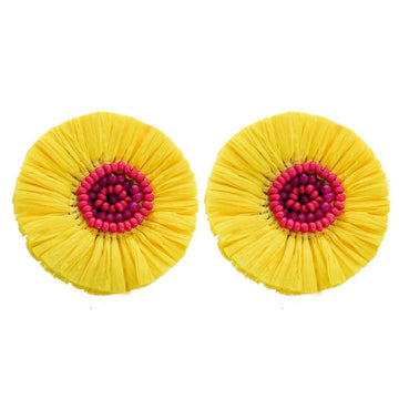Tropical Raffia Beaded Earrings