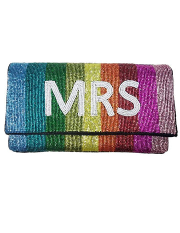 Pop Bride MRS Rainbow Seed Beaded Clutch