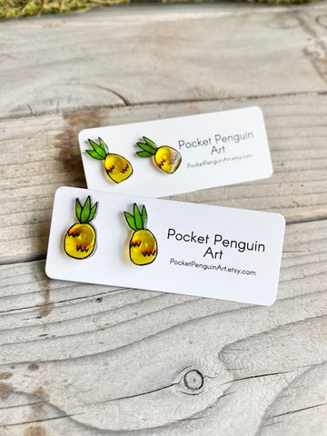 Pocket Penguin Earrings Pineapples