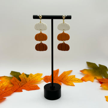 Stacked Pumpkin Polymer Clay Earrings
