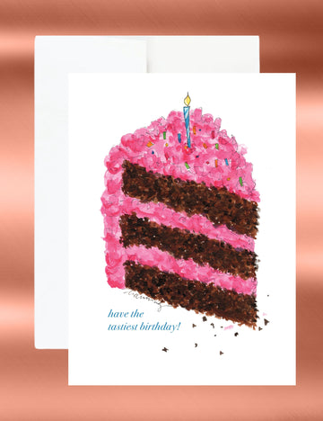 5"x7" Birthday Card, Pink Cake
