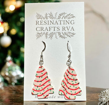 Nostalgic Christmas Tree Polymer Clay Earrings, sterling silver earrings