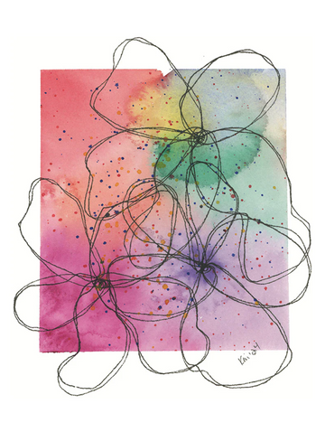 Abstract Flowers SpringLights Boxed Set of 6 Note Cards, "Dew Drops" (SLN-B02)
