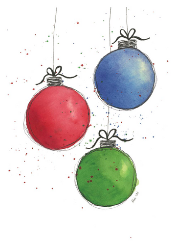 Round Christmas Ornaments WinterLights Boxed Set of 6 Note Cards, "Holiday Reflections" (WLN-B02)
