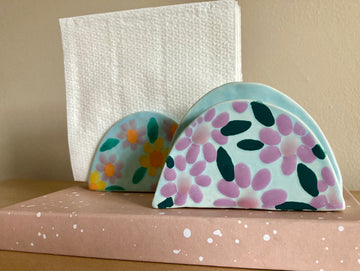 Napkin Holder with Lavender Flowers