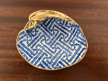 Clam Shell Trinket Tray- Greek Pattern