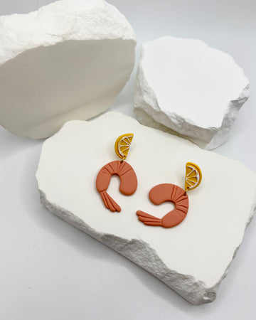 Shrimp Polymer Clay Earrings