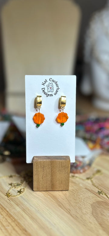 Gold post flower earrings