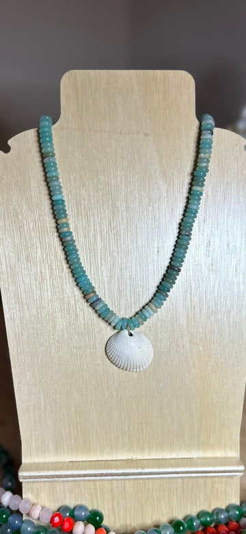 Amazonite necklace with shell