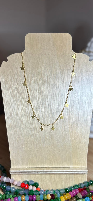 Gold plate star chain necklace