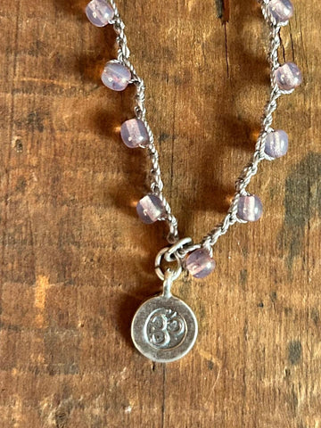 Sterling Silver "Ohm" Beaded Crochet Necklace