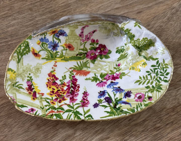 Decoupaged X-Large Clam Shell Jewelry/Trinket Dish (Chinoiserie)