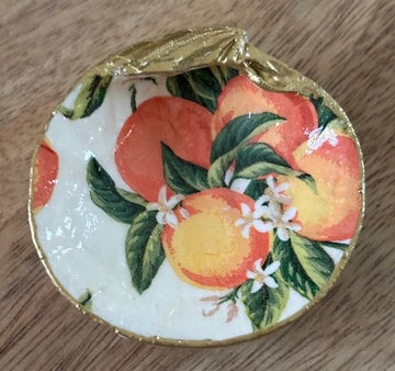 Decoupaged Mini Clam Shell Jewelry/Trinket Dish (Oranges)