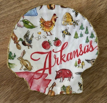Decoupaged Scallop Shell Jewelry/Trinket Dish - States Collection (Arkansas)