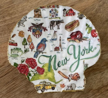 Decoupaged Scallop Shell Jewelry/Trinket Dish - States Collection (New York)