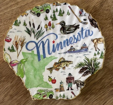 Decoupaged Scallop Shell Jewelry/Trinket Dish - States Collection (Minnesota)