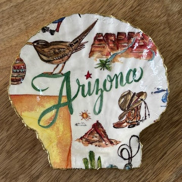 Decoupaged Scallop Shell Jewelry/Trinket Dish - States Collection (Arizona)