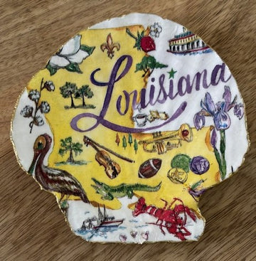 Decoupaged Scallop Shell Jewelry/Trinket Dish - States Collection (Louisiana)