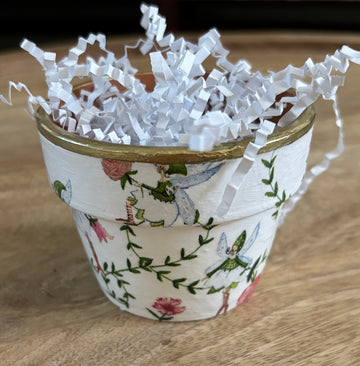 Decoupaged Small Terracotta Pot - Fairies
