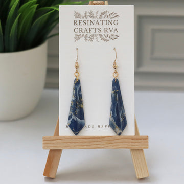 Moonlit Agate Faux Stone Polymer Clay Earrings, Hypoallergenic Sterling Silver and Gold Filled Earrings