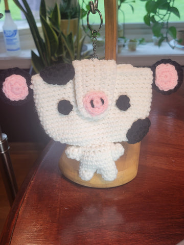 Cow Airpod Case Holder Keychain
