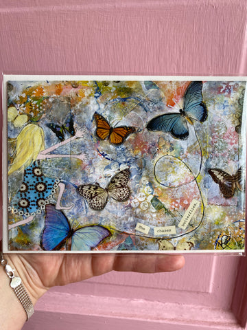 "Chasing Butterflies," 5x7 Notecard