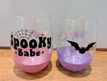 Spooky Babe Wine Glass