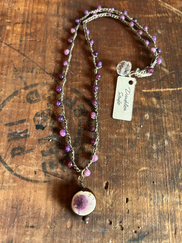Ceramic Dandelion/"Wish" Pendant Necklace