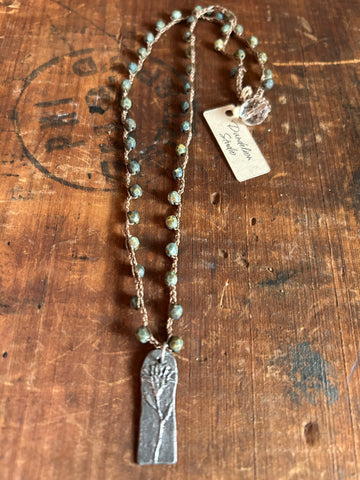 Pewter Wildflower Pendant Necklace