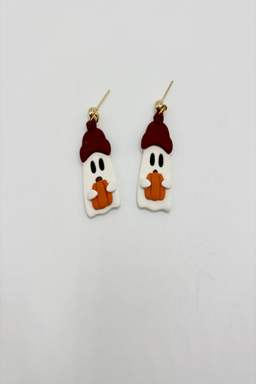 Pumpkin Patch Ghost Polymer Clay Earrings