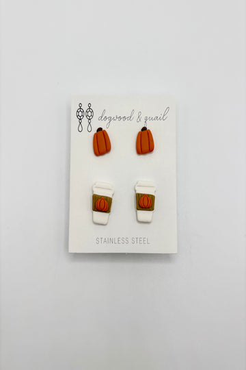 Pumpkin Spice Polymer Clay Stud Earrings
