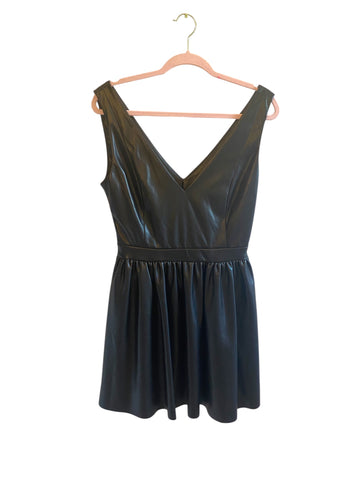 Aqua Faux Leather Mini Fit & Flare Dress Size-S