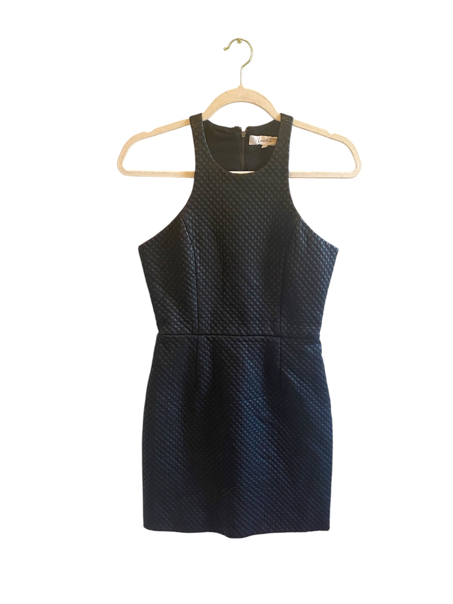 Louna Quilted Black Faux Leather Dress- Size-S Louna Quilted Black Faux Leather Dress- Size-S