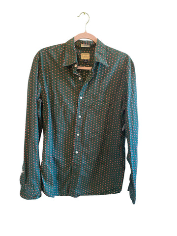 J.Crew Green Paisley Slim Fit Button-Down Shirt Size-M