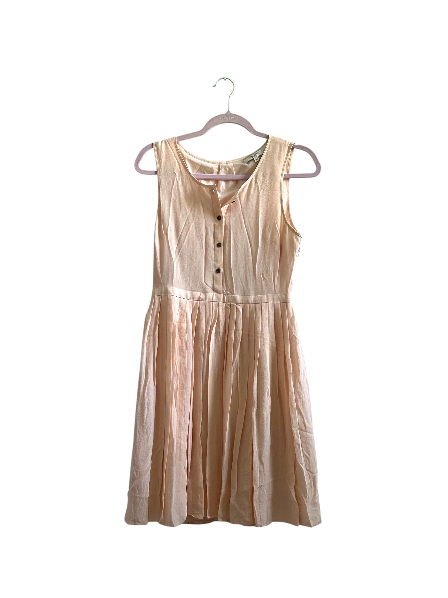 strapless open back dress Madewell Soft Pink Silk Pleated Dress Size-4