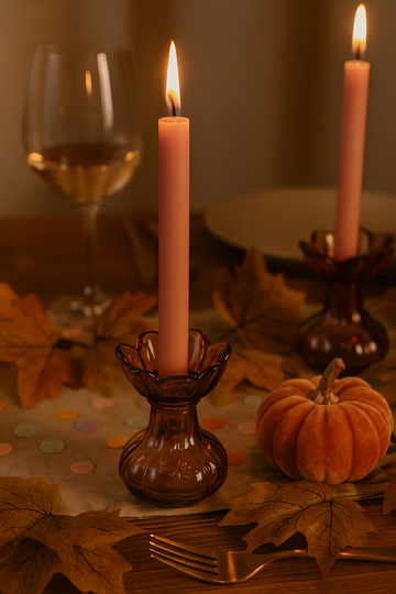 Glass Flower Tapered Candle Holder