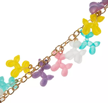 Flocked Balloon Dog Charm Bracelet