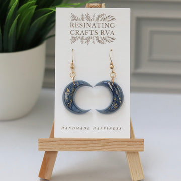 Moonlit Agate Faux Stone Polymer Clay Stud Earrings, Hypoallergenic Gold Filled Earrings