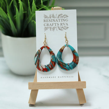 Rainbow Turquoise Faux Stone Polymer Clay Earrings