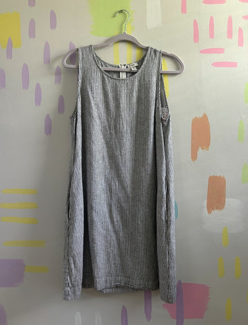 J. Crew Navy and White Striped Sleeveless Shift Dress - Size 12
