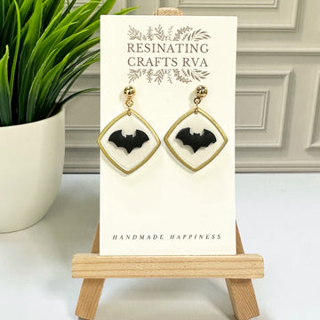 Halloween Bat Polymer Clay Earrings - Stainless Steel Earrings