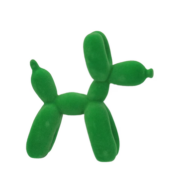 Green Flocked Balloon Dog Tabletop Decor