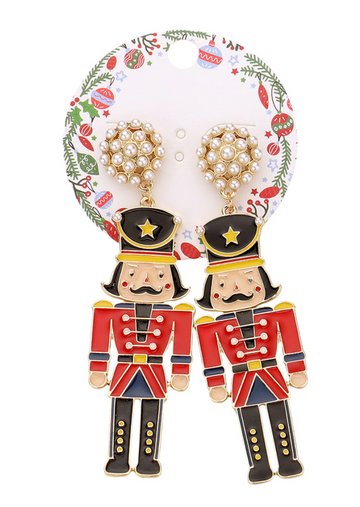 Enamel Nutcracker Dangle Earrings
