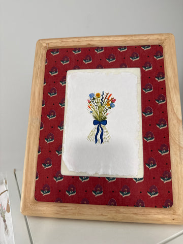 Blue ribbon bouquet watercolor